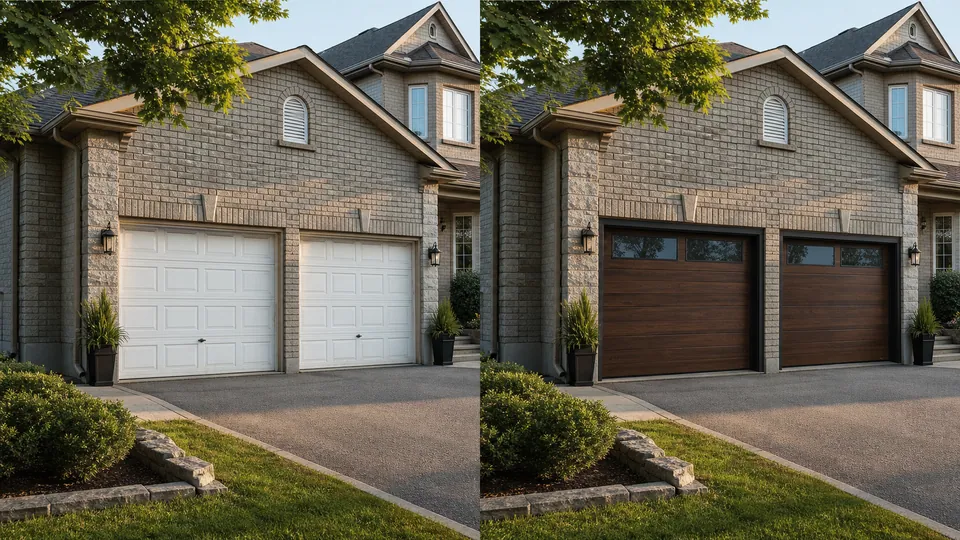 Walnut-Look Double Garage Doors