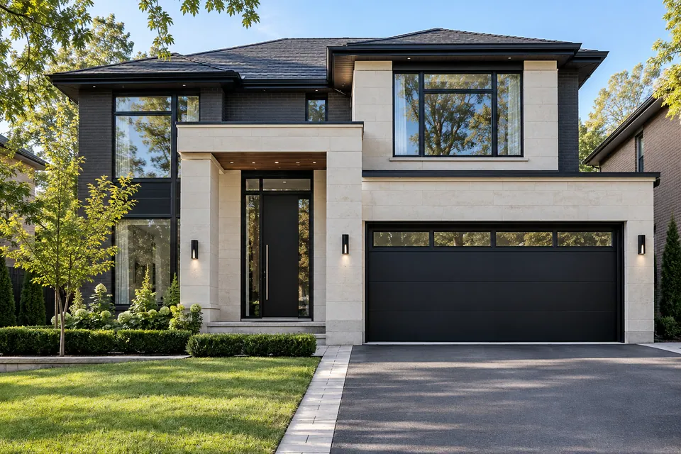 Matching Black Garage & Front Doors